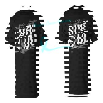 Teal Ribbon Support Squad For Ovarian Cancer Awareness T-Shirt - Monsterry