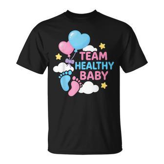 Team Healthy Baby Cute Gender Reveal Party Supplies T-Shirt - Monsterry
