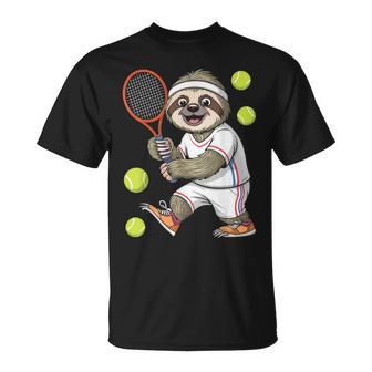 Tennis Faultier Lustig Geschenkpruch T-Shirt - Geschenkecke