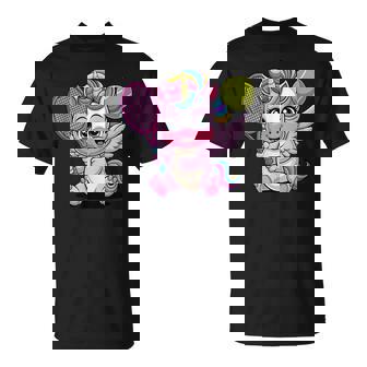 Tennis Pegasus With Racket And Ball Kawaii Unicorn T-Shirt | Mazezy