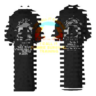 Tent Camping Zombie Survival Training Camper Humor T-Shirt | Mazezy