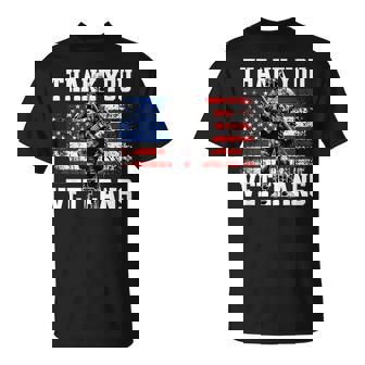 Thank You Veterans USA American Flag Military Army T-Shirt | Mazezy
