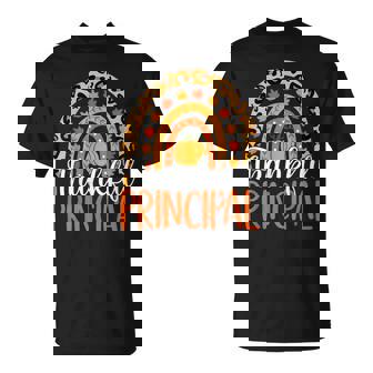 Thankful Principal Rainbow Fall Principal Thanksgiving T-Shirt - Thegiftio