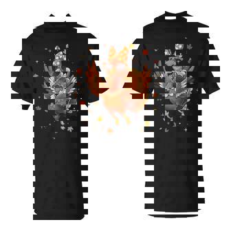 Thanksgiving Fall Happy Turkey Dancing Coquette Bow T-Shirt | Mazezy