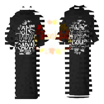 Thanksgiving Family Members Fall Matching Costume One Thankful Grandma Thanksgiving Autumn Fall Grandma T-Shirt - Monsterry