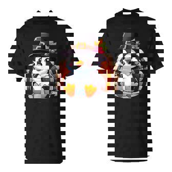 Thanksgiving Penguin Collection Thanksgiving Penguin -Adult Black Small Short Sleeve T-Shirt - Thegiftio