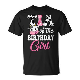 Tia Of The Birthday Girl Farm Cow 1St Birthday Girl T-Shirt - Thegiftio