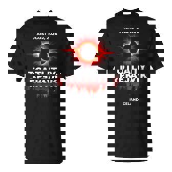 Totality Reykjavík 2026 Darkness Falls Iceland Sky Watchers T-Shirt | Mazezy