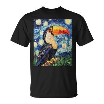 Toucan Tucan Bird Graphic Van Gogh Style Starry Night T-Shirt - Thegiftio UK
