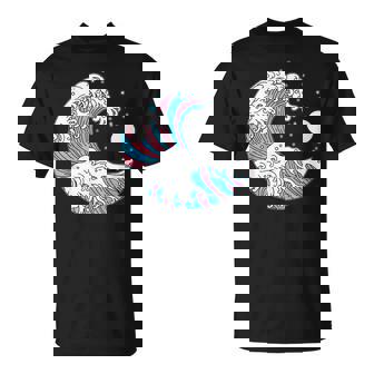 Transgender Pride LGBTQ Trans Flag Japanese Wave LGBT T-Shirt | Mazezy
