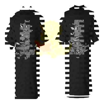 Triceratops Dinosaur Reading Book Nerd T-Shirt - Thegiftio