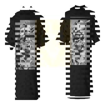 Triceratops With Sunglasses Retro Christmas Festive T-Shirt | Mazezy