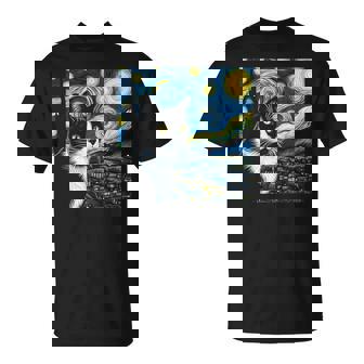 Tuxedo Cat Starry Night Painting Tuxedo Cat Lover T-Shirt - Thegiftio