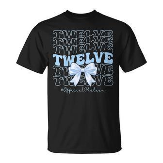 Twelve Official Pren Blue Bow 12Th Birthday Girl T-Shirt - Thegiftio UK