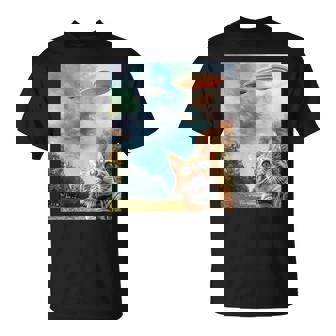 Ufo付き猫セルフィー Tシャツ - Kawaiitshirt