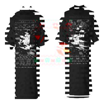 Ugly Christmas Astronaut Riding Rocket Santa Hat Reindeer T-Shirt | Mazezy