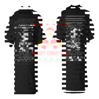 Ugly Merry Christmas Yoga Santa Claus Namasleigh Namaste T-Shirt | Mazezy