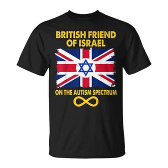 UK And Israel Flag Blend With Autism Spectrum Infinity Icon T-Shirt | Mazezy