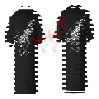 UK T-Rex United Kingdom Flag Dinosaur T-Shirt | Mazezy