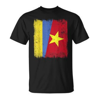 Ukraine Vietnam Half Flag Ukrainian Vietnamese History T-Shirt | Mazezy