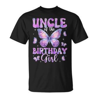 Uncle Of The Birthday Girl Butterfly Family Matching T-Shirt | Mazezy
