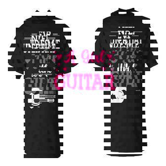 Never Underestimate A Girl With A Guitar Playing Guitarist T-Shirt | Mazezy