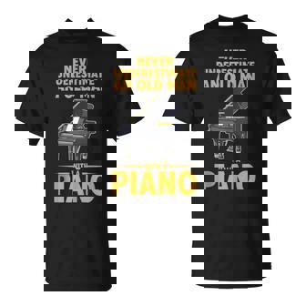 Never Underestimate An Old Man With A Piano Tank Top T-Shirt | Mazezy