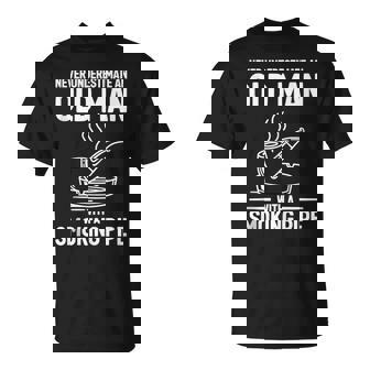 Never Underestimate An Old Man With A Smoking Pipe Tank Top T-Shirt | Mazezy