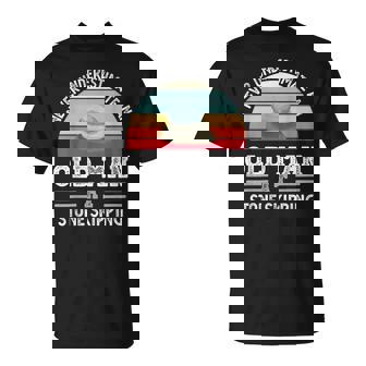 Never Underestimate An Old Man At Stone Skipping Fathers Day T-Shirt | Mazezy