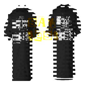 University-Gold Say Less Varsity-Gold Color Graphic T-Shirt - Thegiftio