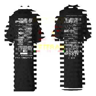 US Combat Afghanistan Veteran Vintage Flag Veterans Day T-Shirt | Mazezy