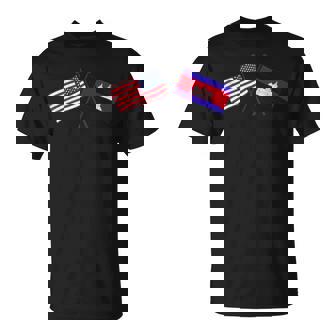 USA Cambodia Crossed Flags American Cambodian Friendship T-Shirt | Mazezy