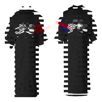 USA Serbia Crossed Flags American Serbian Friendship T-Shirt | Mazezy