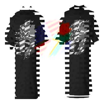 USA And South Africa Brush Flag Pride African American Tank Top T-Shirt | Mazezy