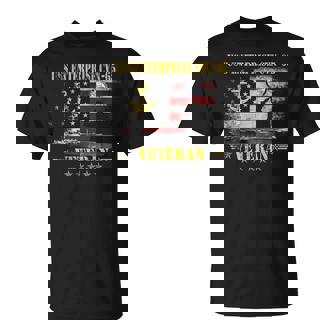 USS Enterprise CVN-65 Aircraft Carrier Veteran USA Flag Tee T-Shirt | Mazezy