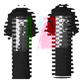Uzbekistan Turkey Half Flag Turkiye Uzbek Turkish Heritage T-Shirt | Mazezy