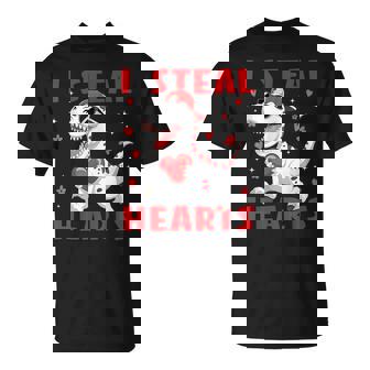 Valentine I Steal Hearts T-Rex Dinosaur Baby Boy Toddler Kid T-Shirt | Mazezy