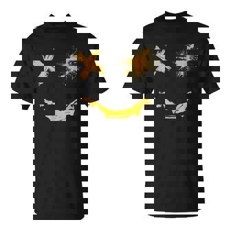 Varsity-Gold Grunge Smile University-Gold Color Graphic T-Shirt - Thegiftio