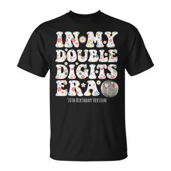 Versión De Décimo Cumpleaños De In My Double Digits Era Groovy Retro Camiseta unisex - Regaloses