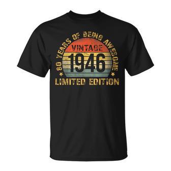Vintage 80 Birthday Decorations 80Yr 1946 80Th Birthday T-Shirt - Thegiftio UK