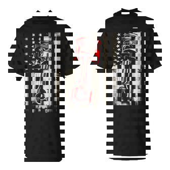 Vintage American Flag Piston Car Mechanic T-Shirt - Monsterry