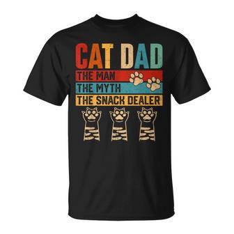 Vintage Cat Dad The Man Myth Snack Dealer Fathers Day T-Shirt - Thegiftio UK
