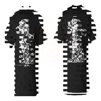 Vintage Dachshund Smoking A Pipe Smoker Pet Owner T-Shirt | Mazezy