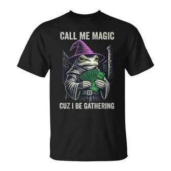 Vintage Frog Call Me Magic Cuz I Be Gathering Wizard T-Shirt - Thegiftio UK