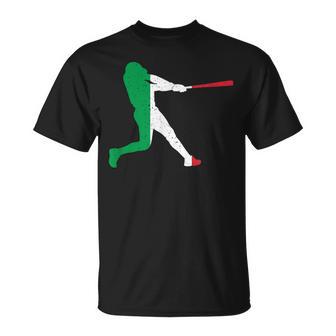 Vintage Italy Flag In Baseball Player Silhouette T-Shirt - Thegiftio UK