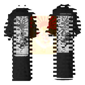 Vintage Japanese Samurai Capybara Rooster Chicken Anime T-Shirt - Thegiftio