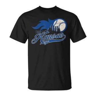 Vintage Kansas City Baseball American Us Flag T-Shirt | Mazezy