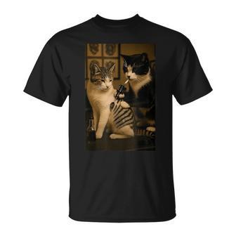 Vintage Katze Raucht Tattoo Tätowierte Kätzchen Künstler T-Shirt - Geschenkecke