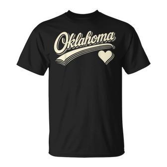 Vintage Oklahoma Name Heart For Men Women Kids T-Shirt | Mazezy