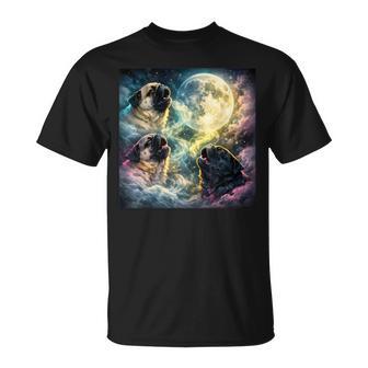 Vintage Pug Youth Life Dad Mom Retro Dog Howling Moon T-Shirt - Thegiftio UK